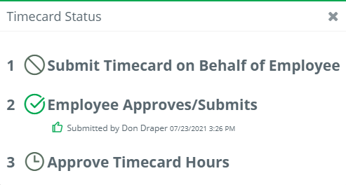 Timecard Hours Approve - Timecard Status Window Employee Only